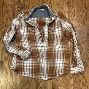 Outerknown Brown and White Plaid Shirt Men’s Flannel